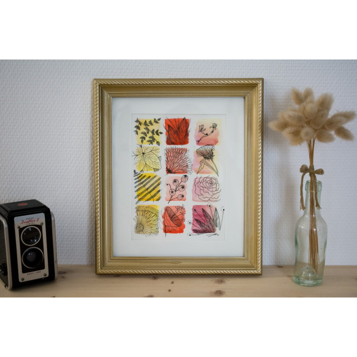 Illustration originale "Mood board fleuri 1"