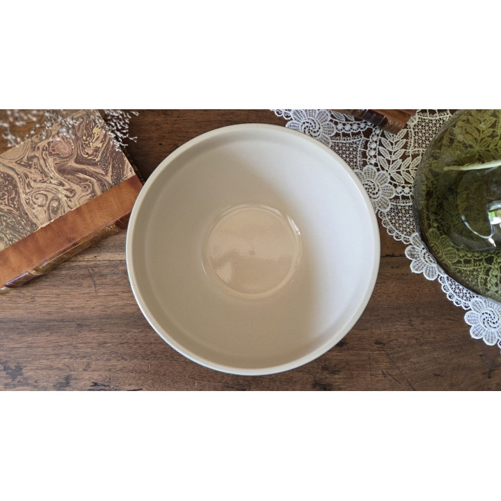 Saladier en grès à bord turquoise