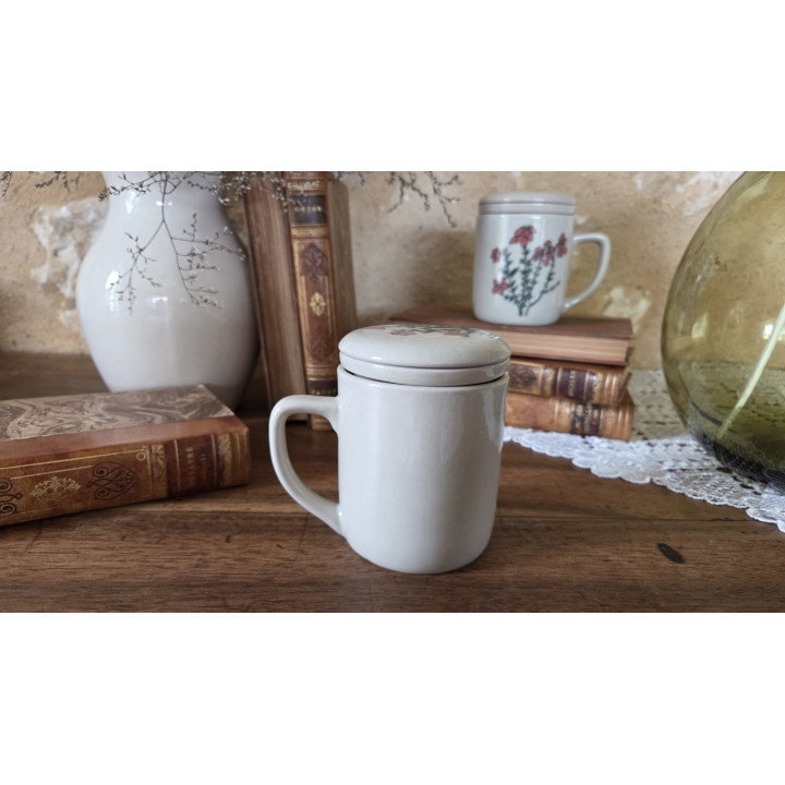 Tisanière fleurie en grès