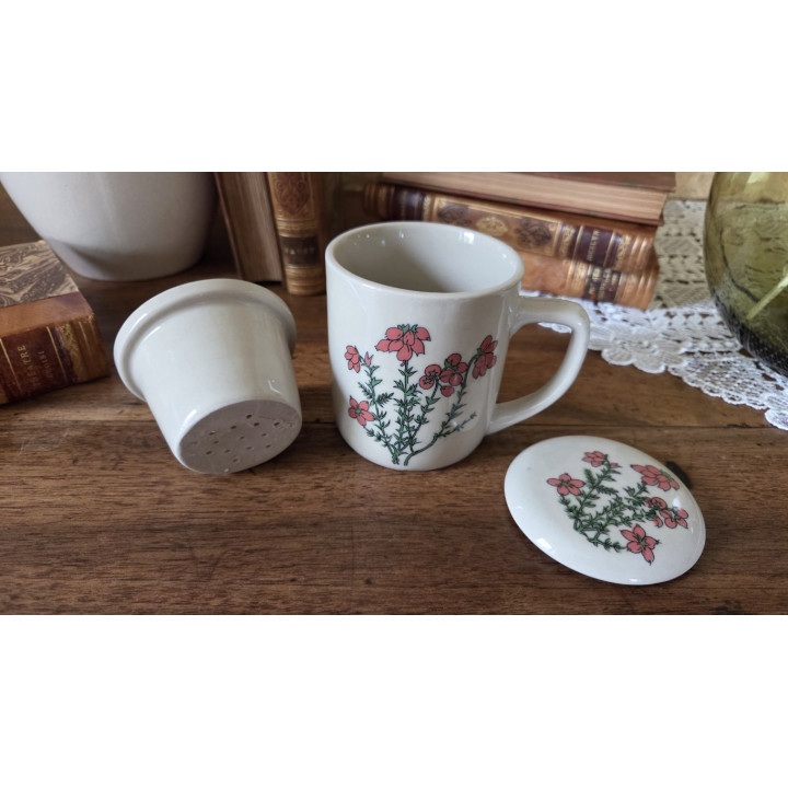 Tisanière fleurie en grès