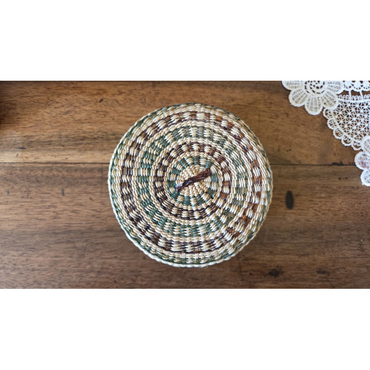 Ensemble de 12 sous-verres en rotin dans leur étui