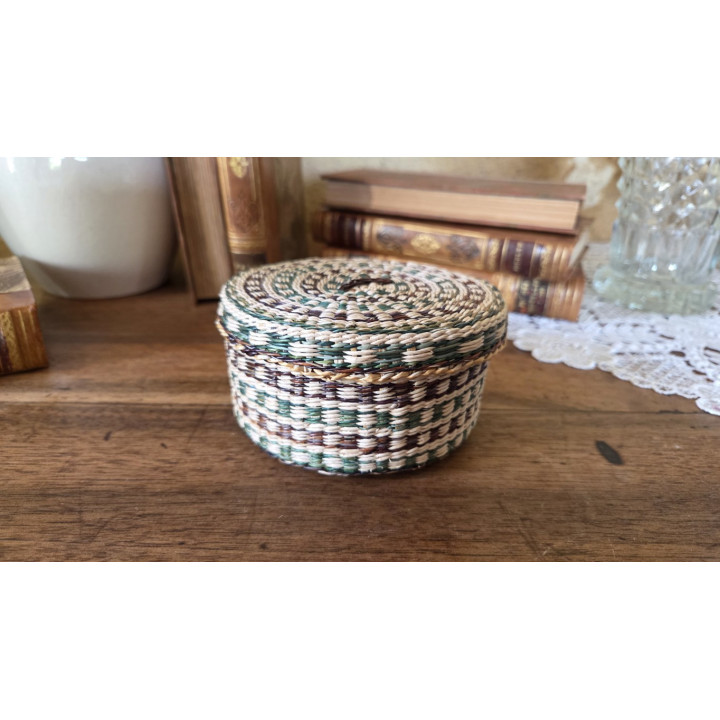 Ensemble de 12 sous-verres en rotin dans leur étui